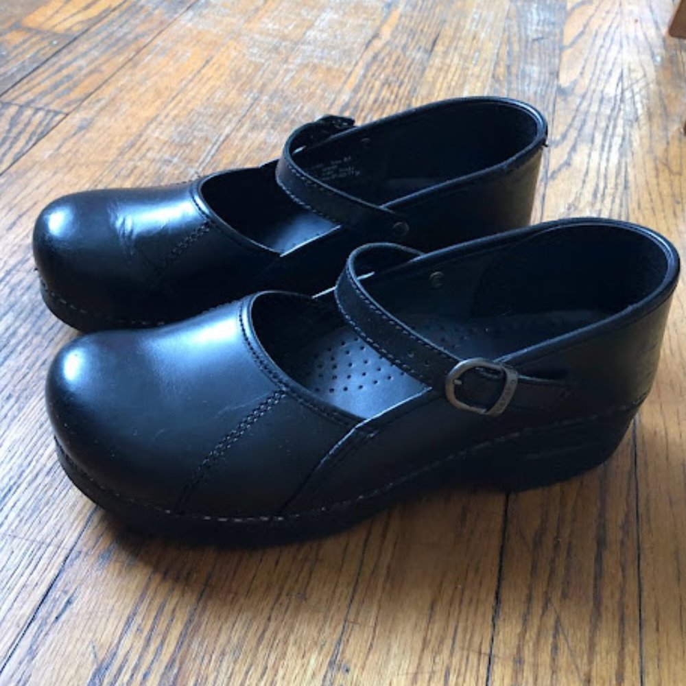 Dansko Black Leather Clogs
